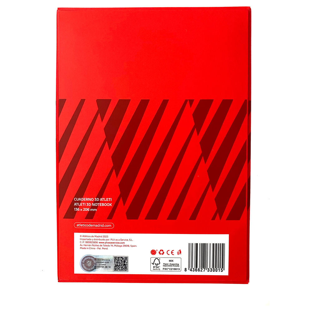 Cuaderno A5 rojo del Atlético de Madrid con escudo 3D - 7