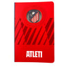 Cuaderno A6 rojo del Atlético de Madrid con escudo 3D
