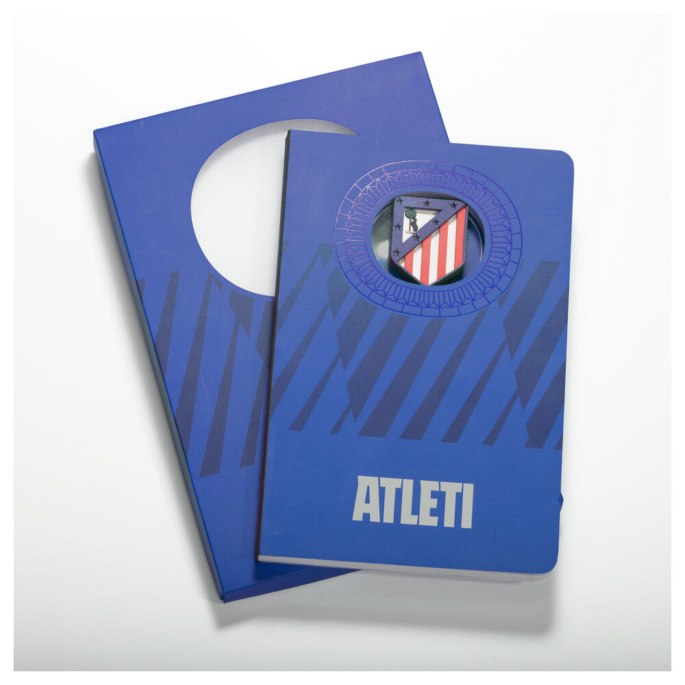 Cuaderno A6 azul del Atlético de Madrid con escudo 3D - 4