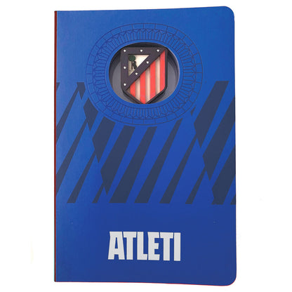 Cuaderno A6 azul del Atlético de Madrid con escudo 3D