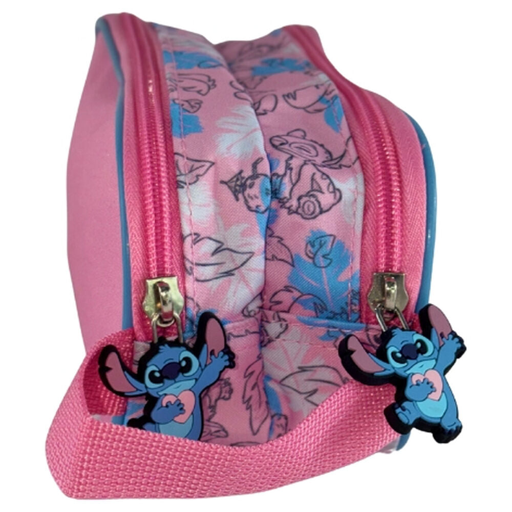 Portatodo escolar rosa de Disney Stitch con dos compartimentos - 2