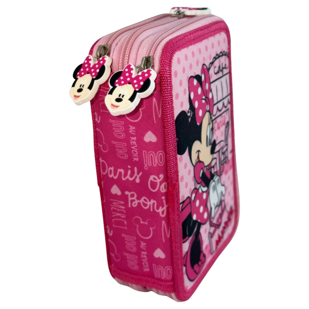 Plumier triple rosa de Minnie Disney con estampado parisino - 2