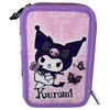 Plumier triple morado de Kuromi con diseño rosa y mariposas