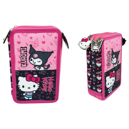 Plumier triple rosa de Kuromi y Hello Kitty