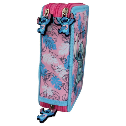 Plumier triple Disney Stitch Doll rosa y azul con tres compartimentos - 2