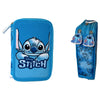Plumier triple azul de Disney Stitch con tres compartimentos