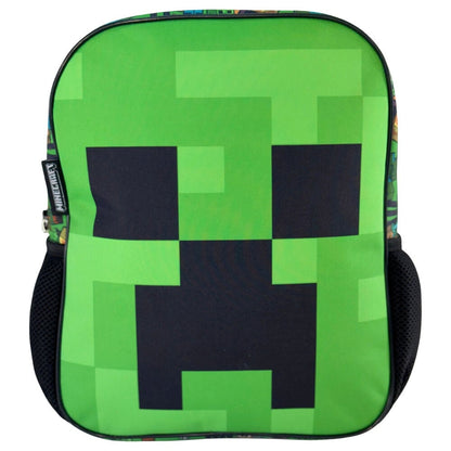 Mochila verde Minecraft con rostro pixelado de Creeper