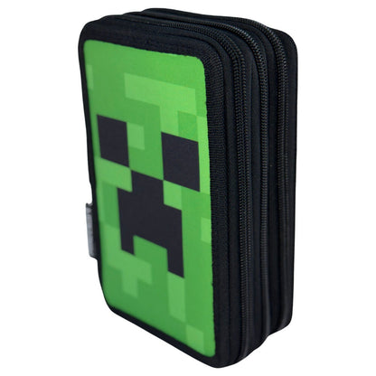 Plumier triple verde Face Minecraft con cremallera - 2