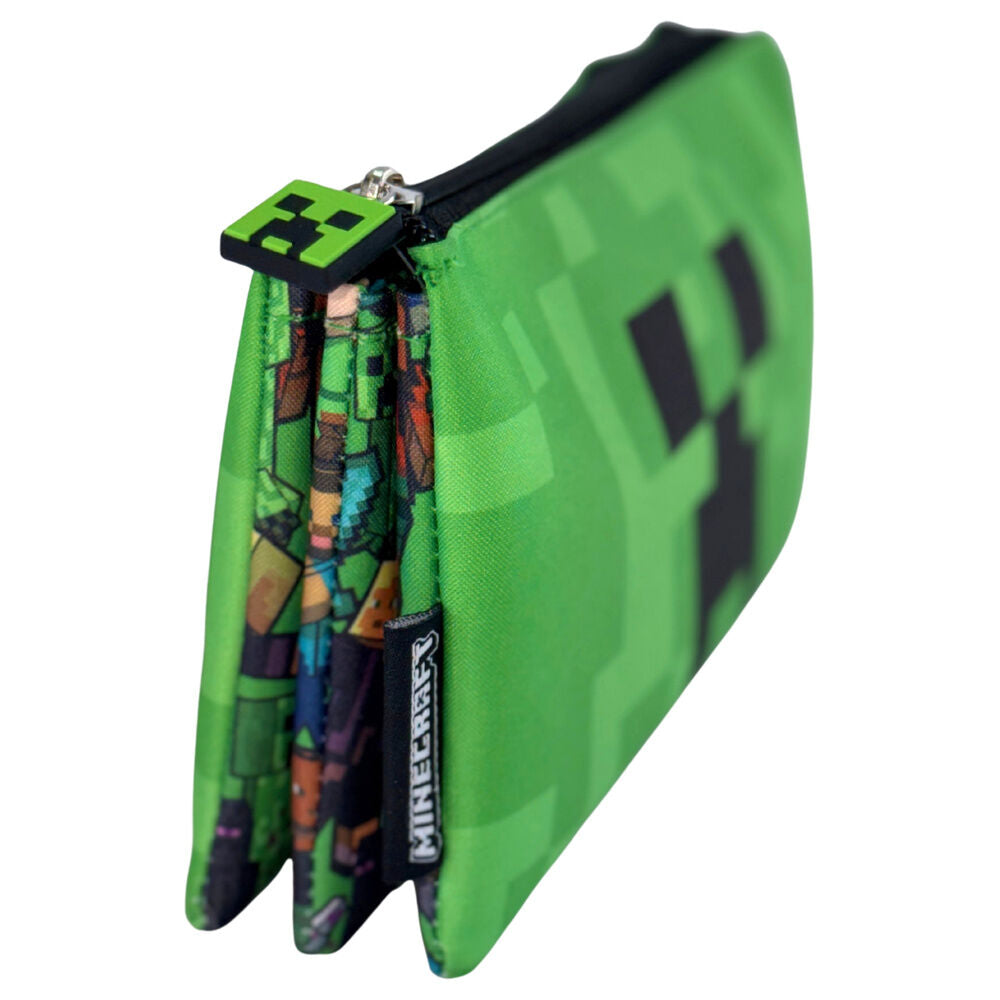 Portatodo verde Minecraft con rostro pixelado y cremallera negra - 2