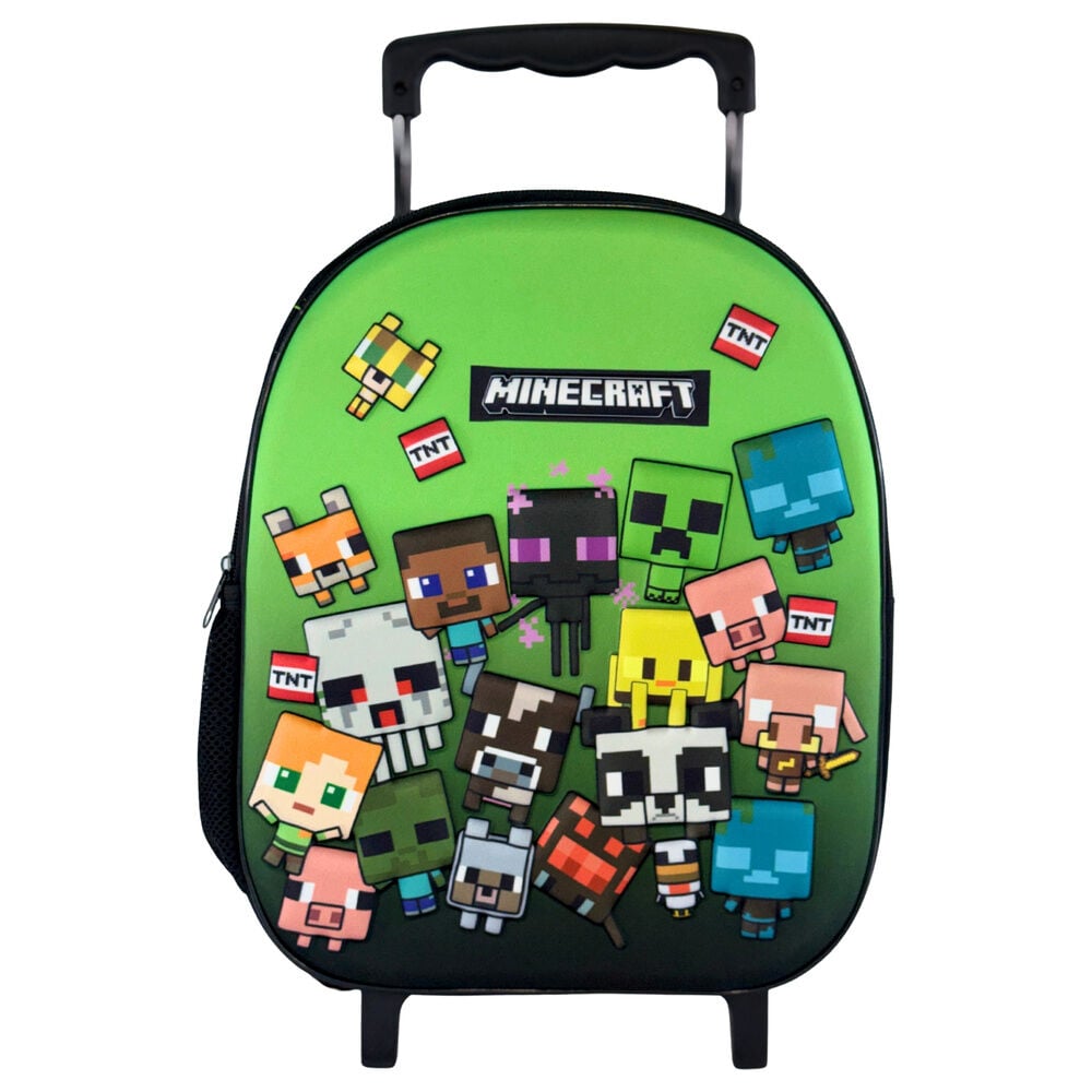 Trolley escolar verde Minecraft 3D Characters con personajes y asa extensible
