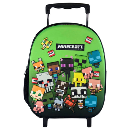Trolley escolar verde Minecraft 3D Characters con personajes y asa extensible