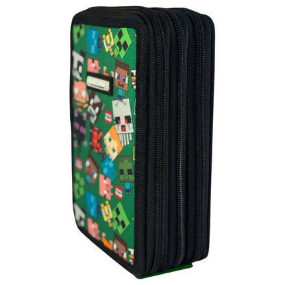 Plumier triple Minecraft verde con personajes y cremallera - 2