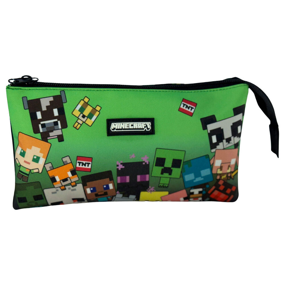 Portatodo triple verde Minecraft Characters con cremallera