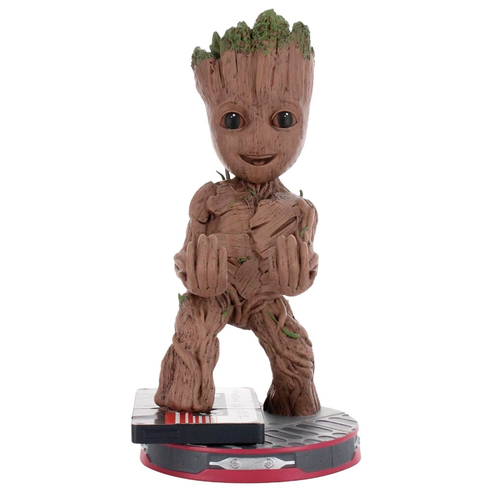 Soporte Cable Guy de Groot Smiley de Marvel sobre base negra y roja