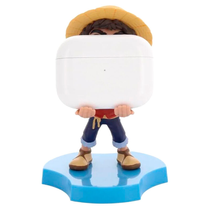 Mini Cable Guy de Luffy de One Piece con sombrero de paja sobre base azul - 2