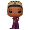 Figura Funko POP de Lady Danbury con vestido morado, tocado dorado y bastón