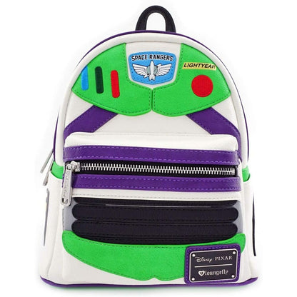 Mochila Loungefly de Buzz Lightyear de Toy Story en blanco, verde y morado