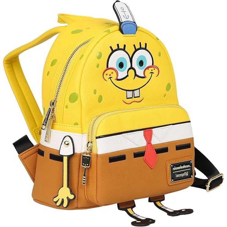 Mochila Loungefly de Bob Esponja amarilla con diseño de su uniforme