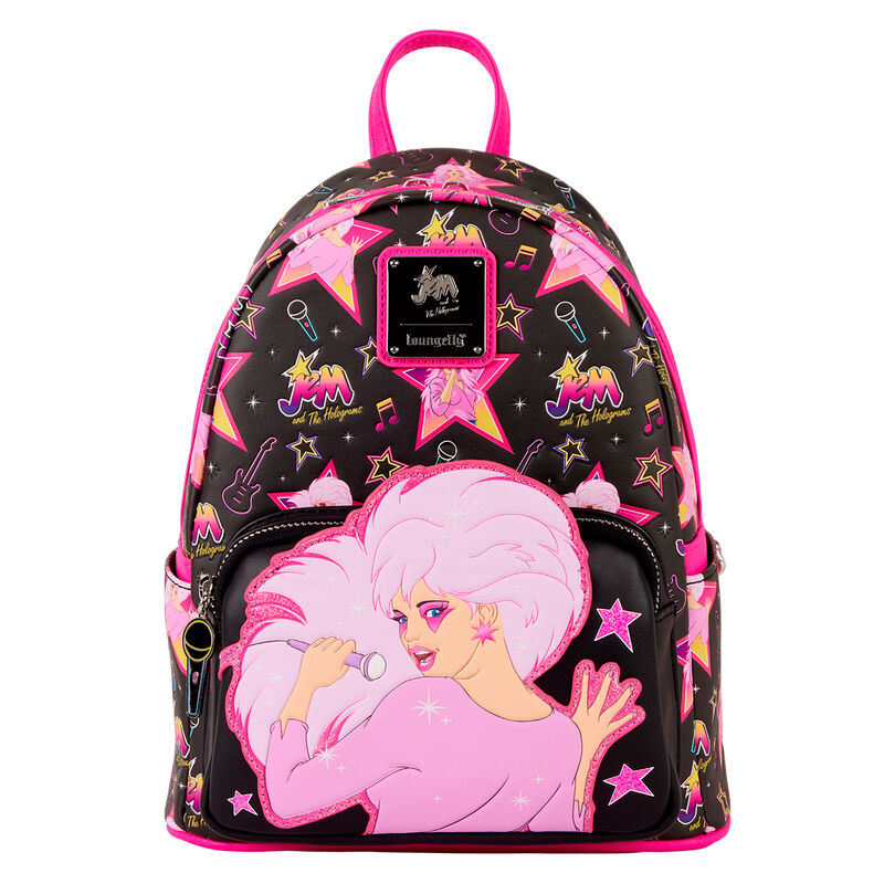 Mochila Loungefly de Jem and the Holograms en negro y rosa