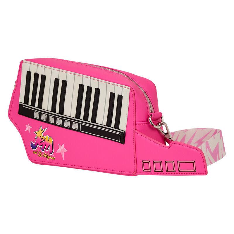 Bolso bandolera rosa Loungefly de Jem and the Holograms con teclado de piano - 3