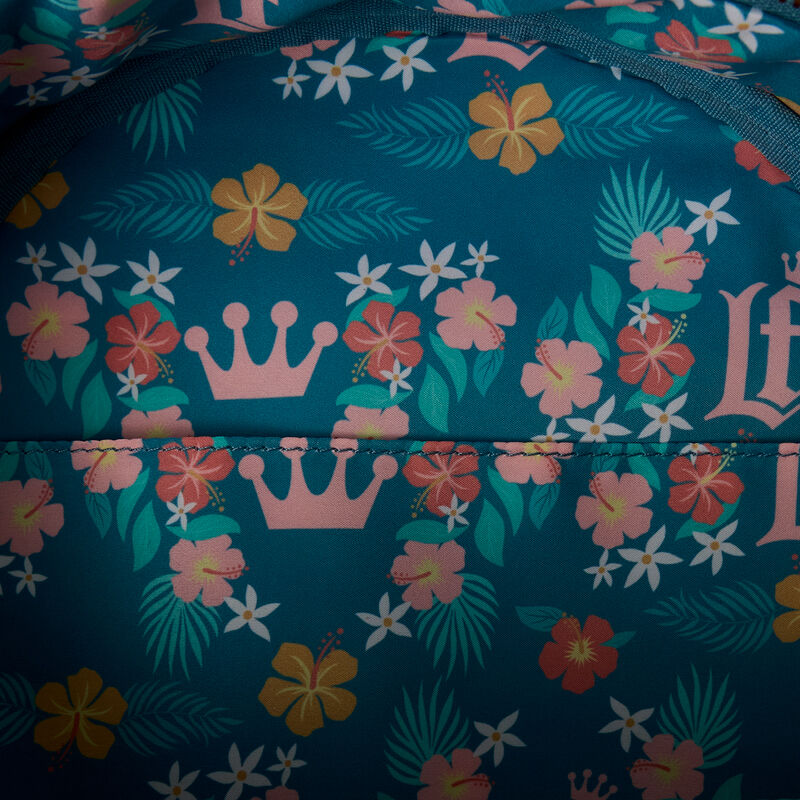 Mochila Lemon Loungefly turquesa con flores, cítricos y detalle frontal de limón - 5