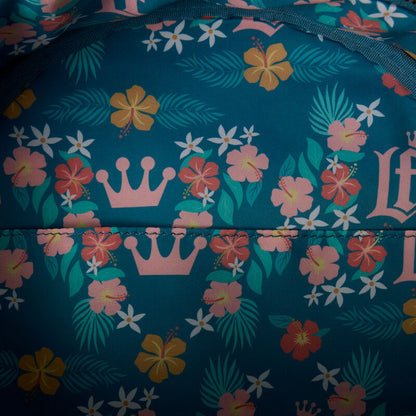 Mochila Lemon Loungefly turquesa con flores, cítricos y detalle frontal de limón - 5