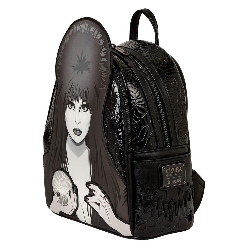 Mochila negra Loungefly con ilustración frontal de Elvira - 3