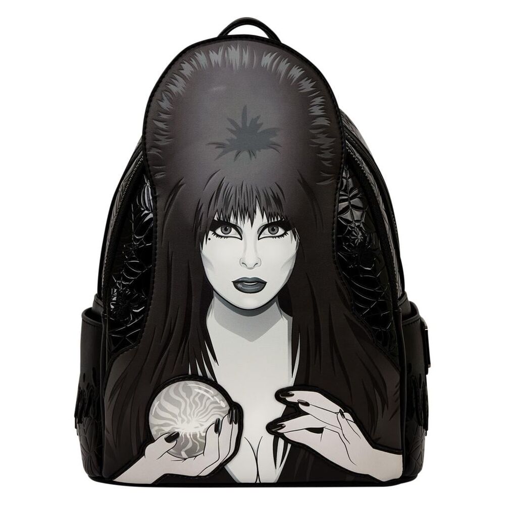 Mochila negra Loungefly con ilustración frontal de Elvira