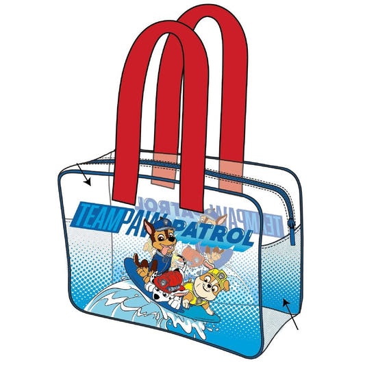 Bolsa de playa transparente PAW Patrol con asas rojas
