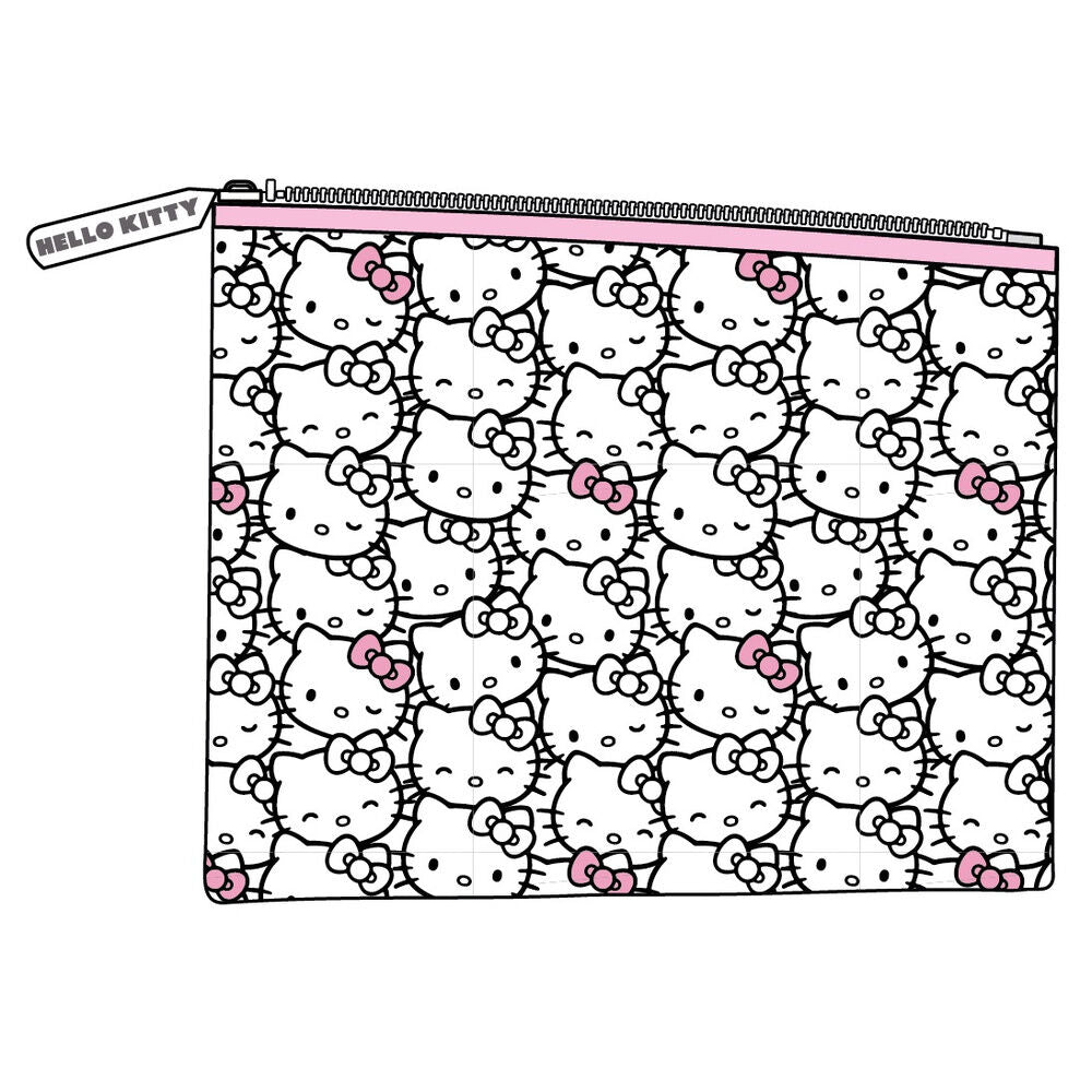 Neceser transparente de PVC con estampado de Hello Kitty y cremallera