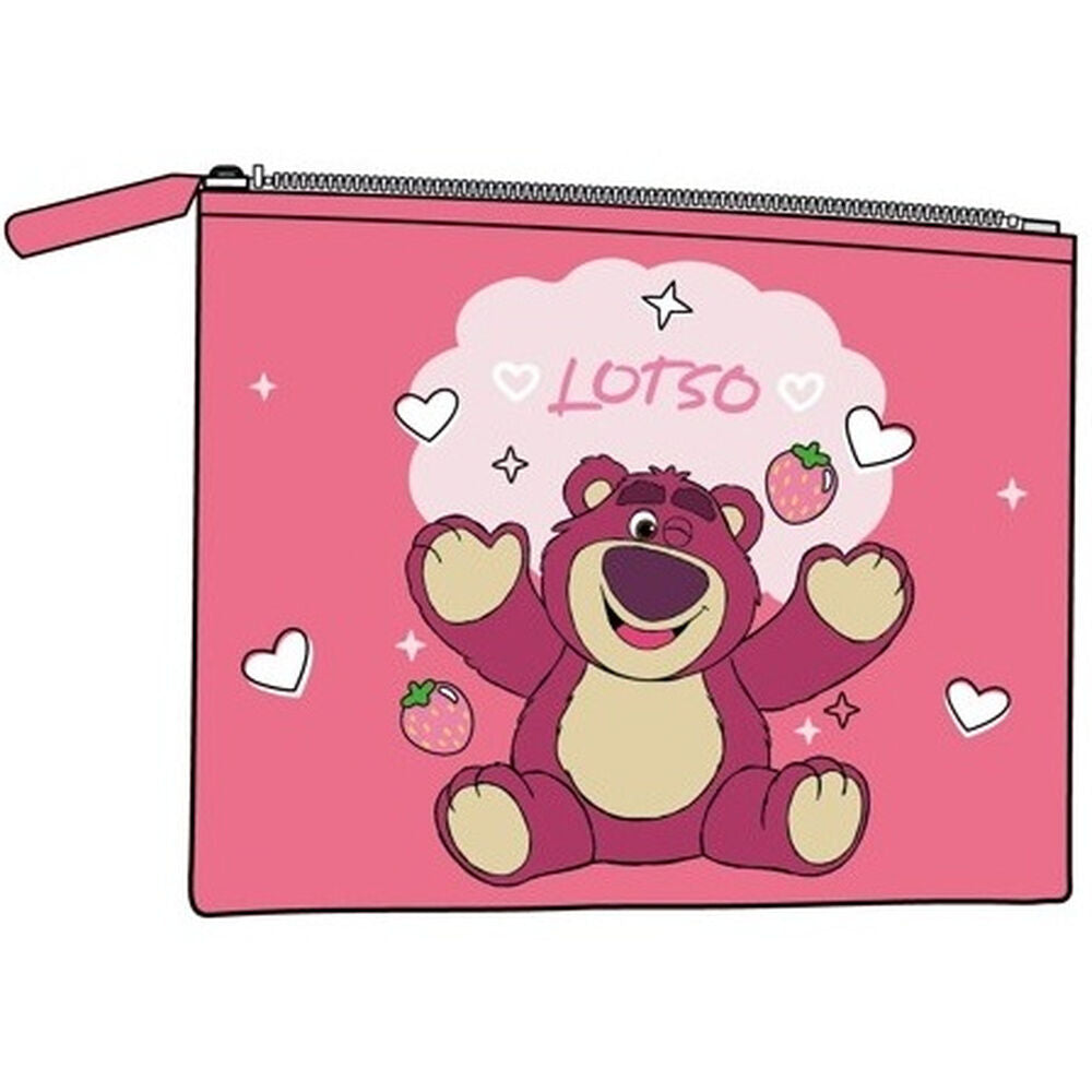 Neceser rosa de Lotso de Toy Story con corazones y fresas