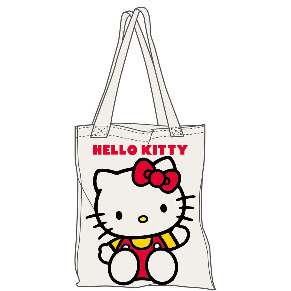 Bolsa shopping de algodón Hello Kitty con ilustración frontal