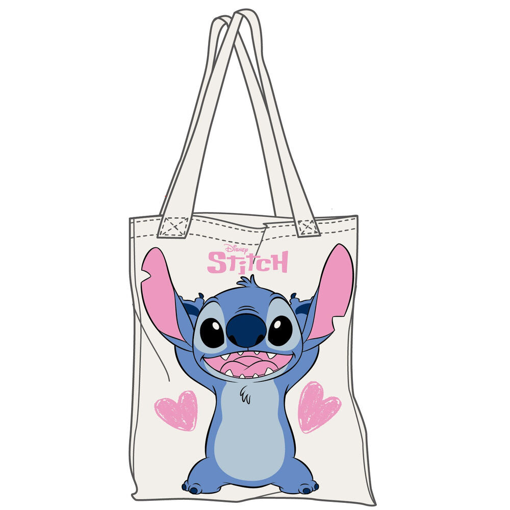 Bolsa de algodón Disney Stitch con corazones rosas