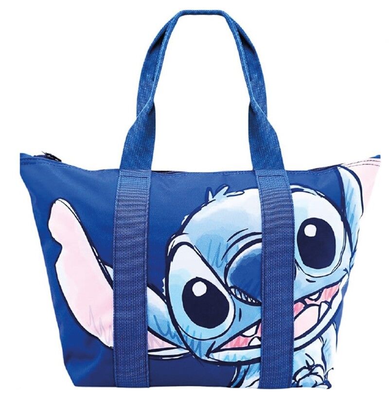 Bolsa de playa azul de nylon con estampado de Stitch Disney