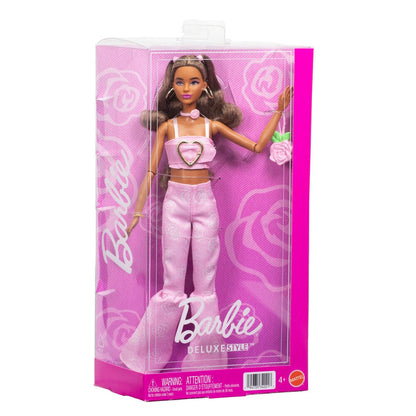 Muñeca Barbie Deluxe Style con conjunto rosa y bolso de rosa