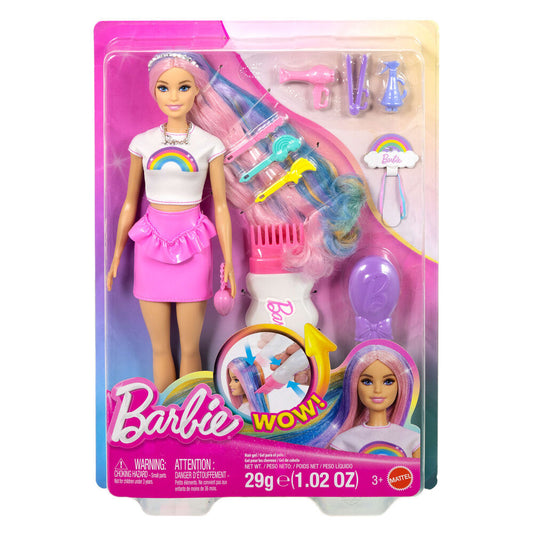 Muñeca Barbie Mechas Arcoíris con accesorios para peinar