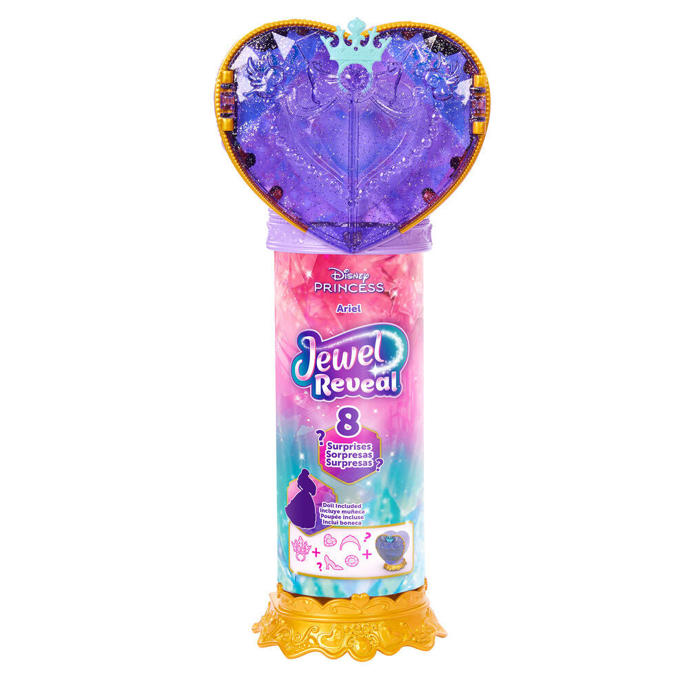 Muñeca Ariel Jewel Reveal de Disney con vestido rosa, corazón morado y accesorios - 2