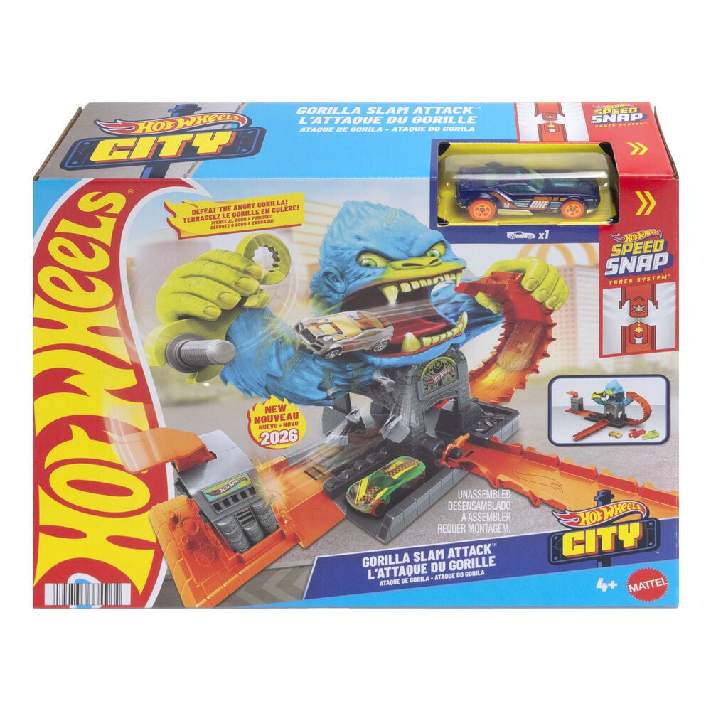 Conjunto Hot Wheels City Ataque del Gorila con coche y pista