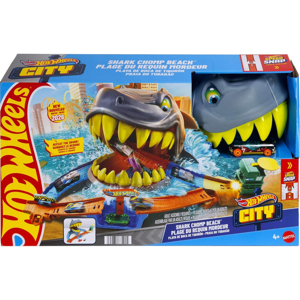 Hot Wheels City Playa del Tiburón Mordedor con pista y tiburón