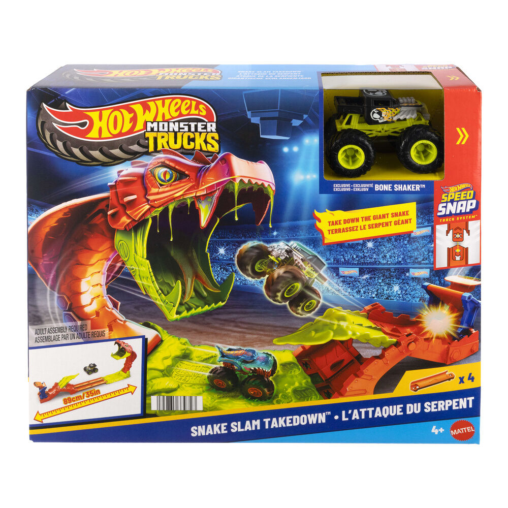 Juego Hot Wheels Monster Trucks Mordedura de Serpiente con Bone Shaker