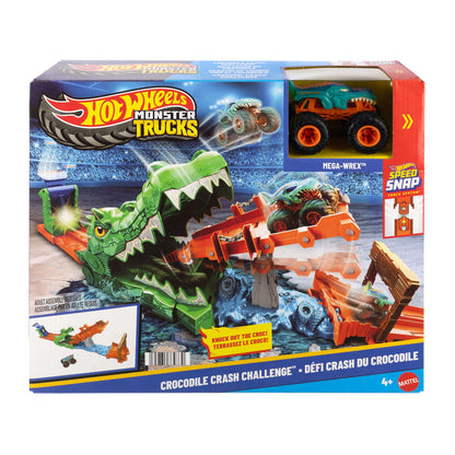 Juego Hot Wheels Monster Trucks Noquea al Cocodrilo con Mega-Wrex
