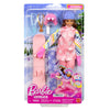 Muñeca Barbie snowboarder con abrigo rosa, gorro y tabla de snowboard