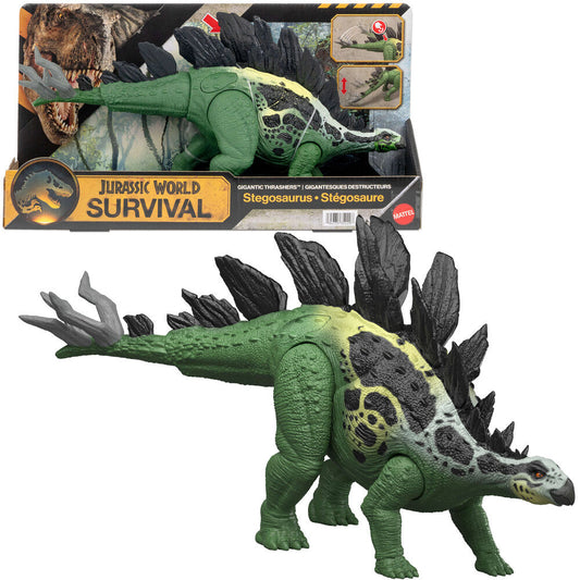 Figura verde de Stegosaurus Jurassic World con placas dorsales y cola con púas