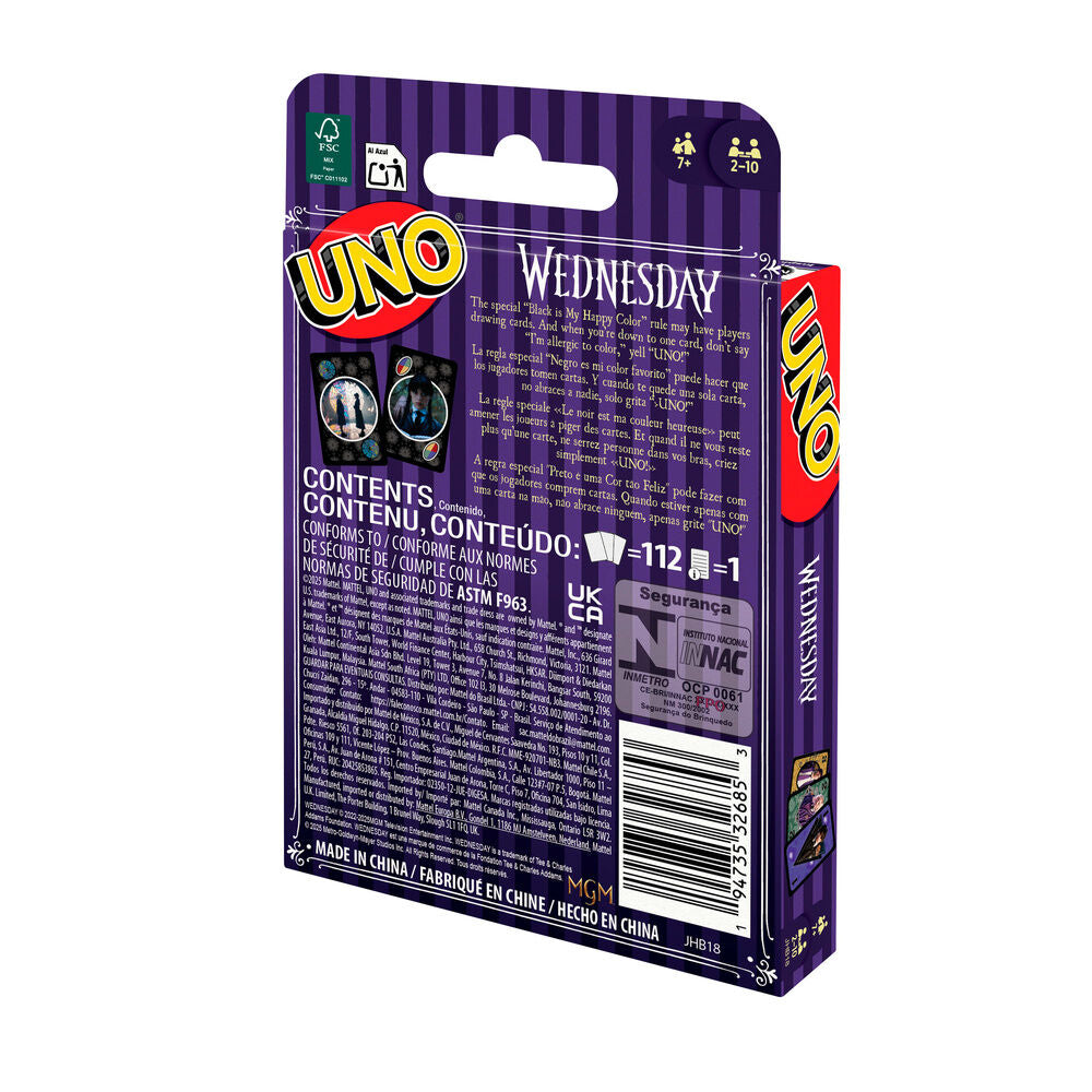 Juego de cartas UNO Miércoles Wednesday de Mattel - 2