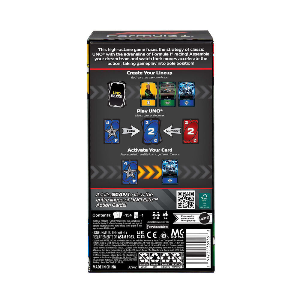 Caja del juego de cartas UNO Elite Formula 1 de Mattel - 2