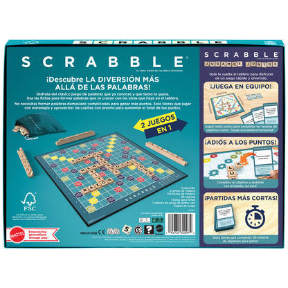 Juego de mesa Scrabble Mattel con fichas y atriles de madera - 2