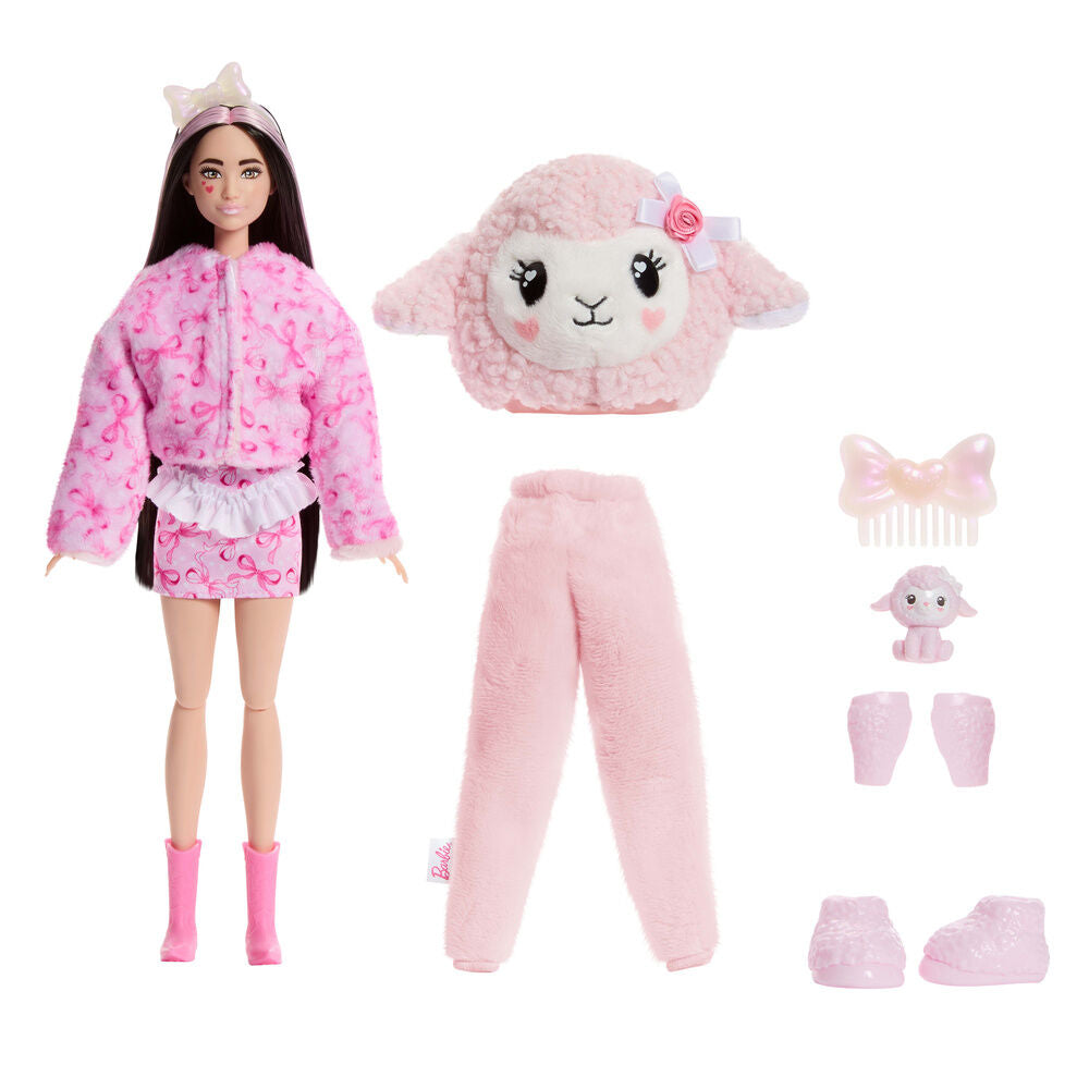 Muñeca Barbie Cutie Reveal Ovejita Rosa con disfraz y accesorios