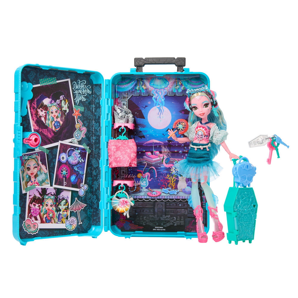 Muñeca Lagoona Blue Monster High con estuche de viaje turquesa - 2
