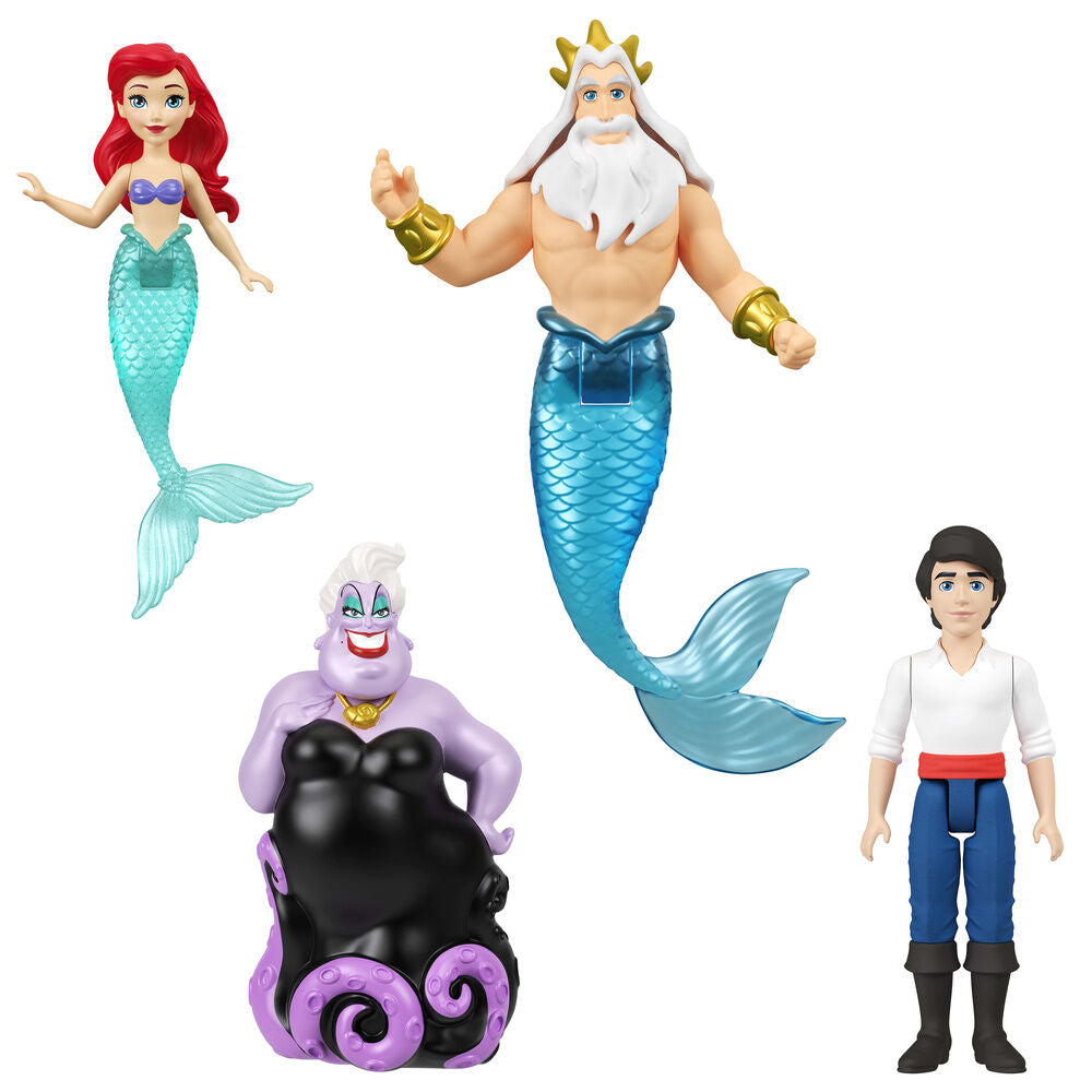 Blíster con cuatro figuras Disney de La Sirenita: Ariel, Tritón, Úrsula y Eric