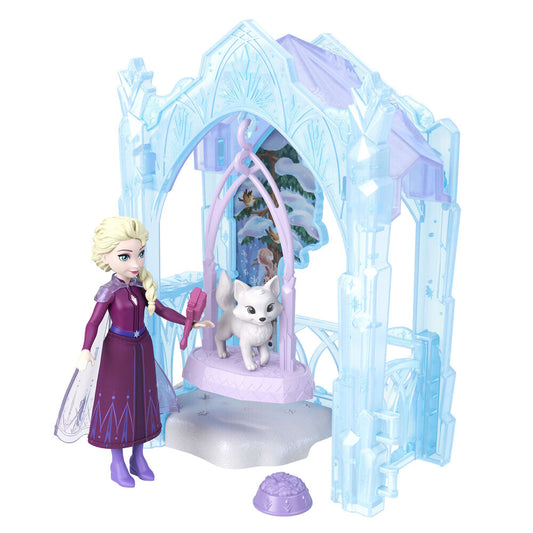 Muñeca Elsa Frozen con escondite helado y figuras de animales - 2